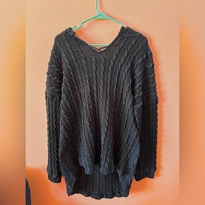 Navy blue knit sweater with hood